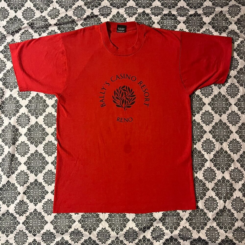 Vintage 90s Rally’s Casino Resort Reno Logo Single Stitched Red T-shirt Sz Large